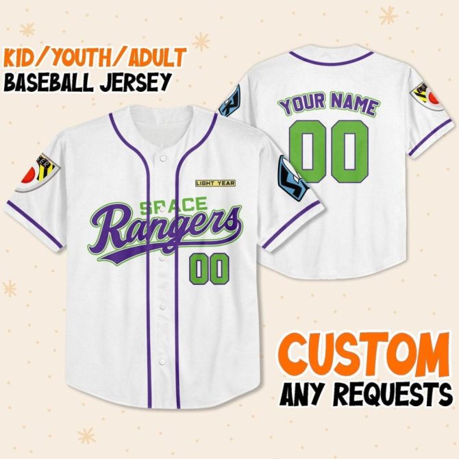 Custom Space Rangers Baseball Jersey - Kid/Youth/Adult Sizes - Personalize Your Own! - Image 2