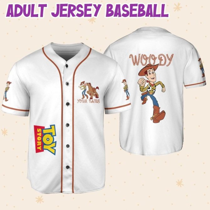 Custom Toy Story Baseball Jersey - Woody Design For Kids, Youth & Adults - Add Your Name & Number! - Image 7
