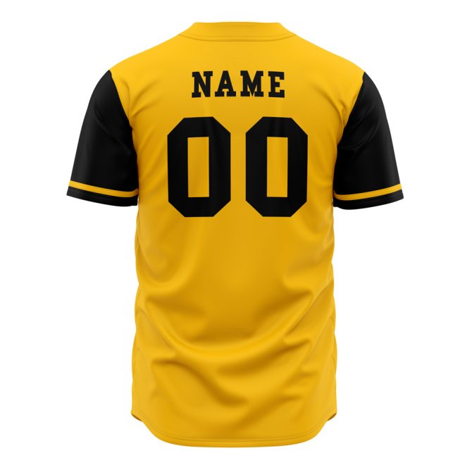 Custom Yellow Anime-Inspired Baseball Jersey – Personalized Name & Number - Image 3