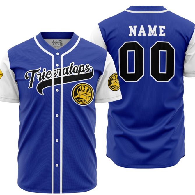 Customizable Blue Triceratops Jersey – Personalized Sportswear For Fans