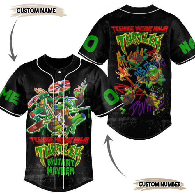 Customizable Tmnt Mutant Mayhem Baseball Jersey – Personalized Name & Number