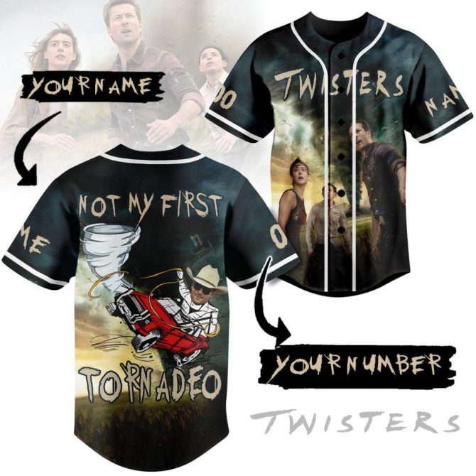 Custom Twister Theme Baseball Jersey - Add Your Name & Number - Unique Storm Design