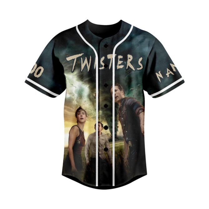 Custom Twister Theme Baseball Jersey - Add Your Name & Number - Unique Storm Design - Image 2
