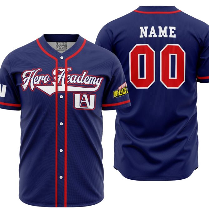 Custom Hero Academy Baseball Jersey – Personalized Name & Number – Anime Fan Apparel