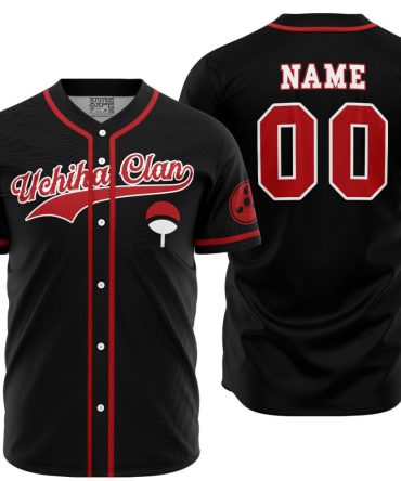 Customizable Uchiha Clan Baseball Jersey - Anime-Themed Sportswear For Fans