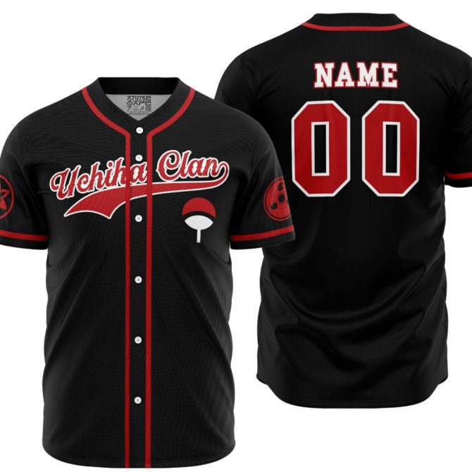 Customizable Uchiha Clan Baseball Jersey - Anime-Themed Sportswear For Fans