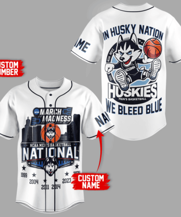 Custom Uconn Huskies Jersey - March Madness Champions Design - Add Your Name & Number!