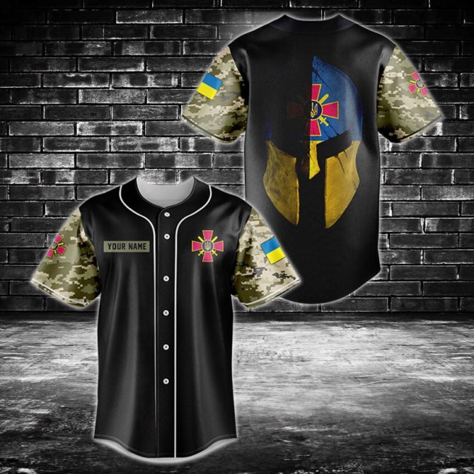 Custom Military Style Jersey With Ukraine Flag & Armor Design – Personalize Your Name!
