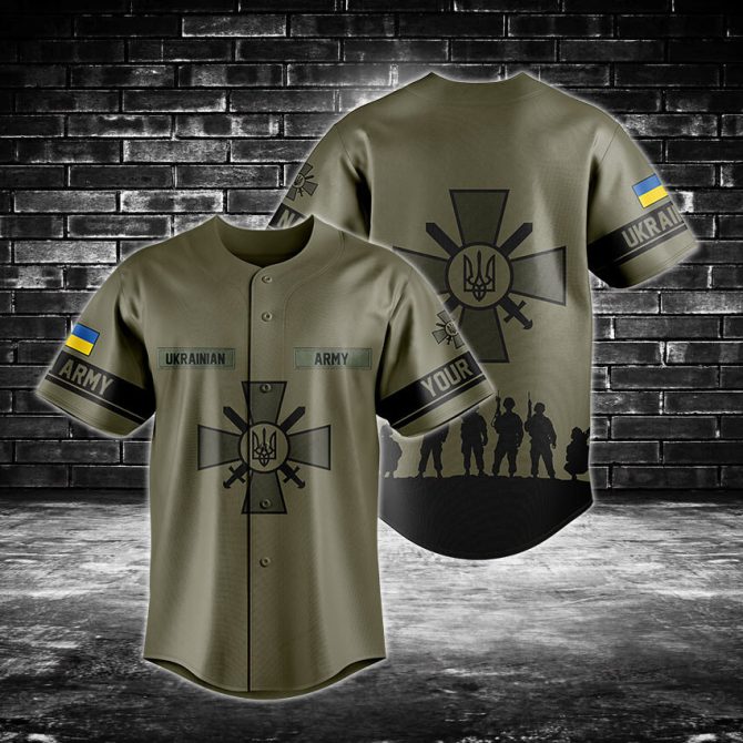 Ukrainian Army Baseball Jersey - Military Style, Customizable Design, High-Quality Fabric