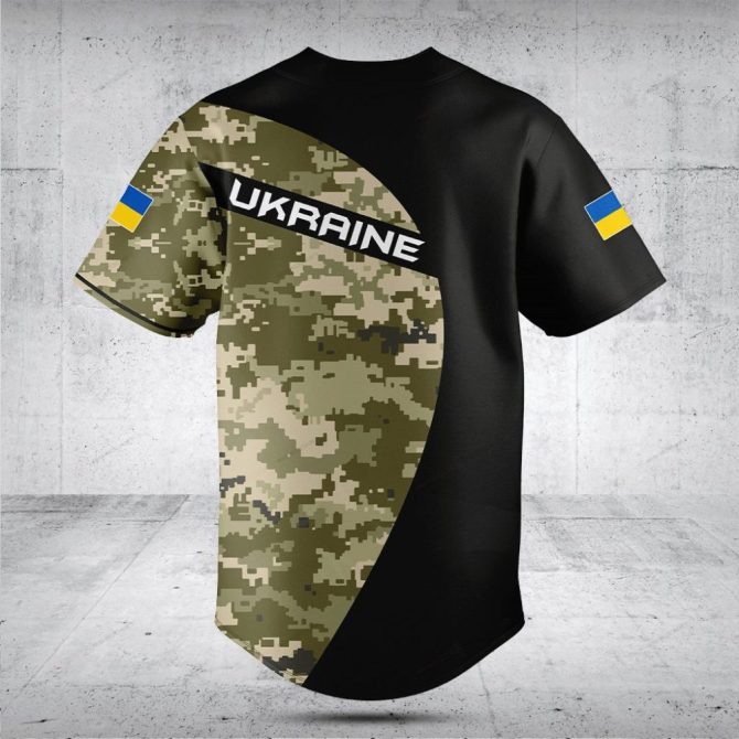 Customizable Ukrainian Camo Baseball Jersey - Unique Design & Personalized Text - Image 2