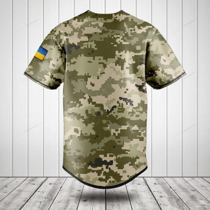 Custom Ukrainian Flag Camo Baseball Jersey - Personalized Name & Style - Image 2