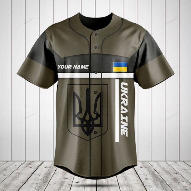 Custom Ukraine Flag Baseball Jersey - Personalized Name & Crest Design