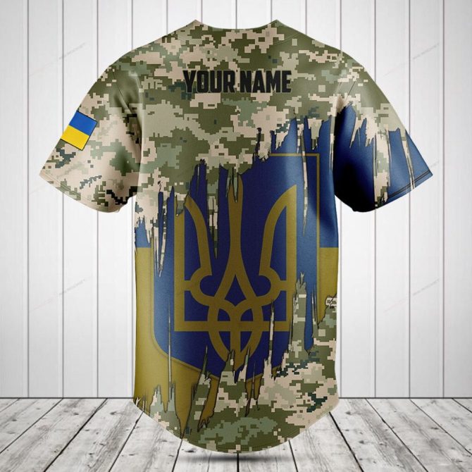 Camouflage Ukraine Flag Baseball Jersey – Stylish Patriotic Sportswear - Image 2