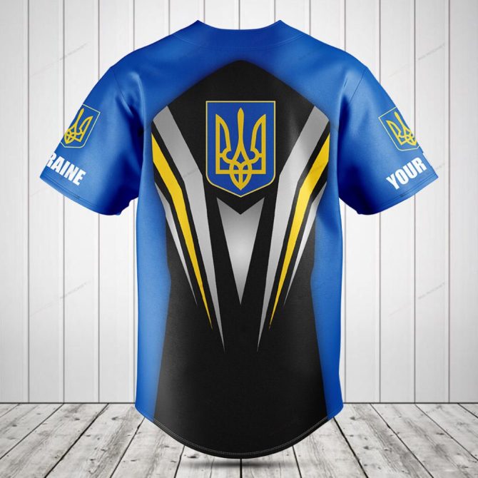 Customizable Ukraine Flag Baseball Jersey - Personalized Name & Number - Vibrant Blue Design - Image 2