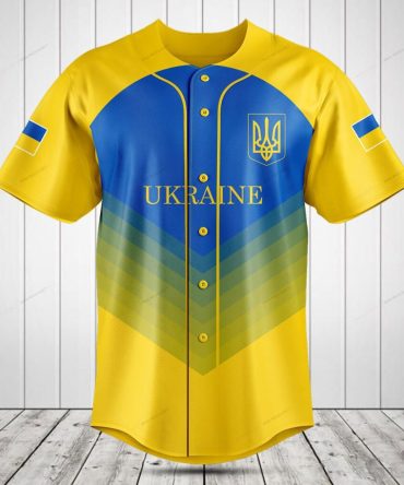 Men'S Ukraine Baseball Jersey - Blue & Yellow - National Pride Sportswear Top