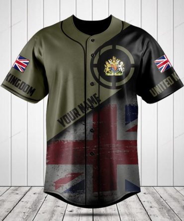 Custom Uk Flag Baseball Jersey – Personalized Name & Unique Design