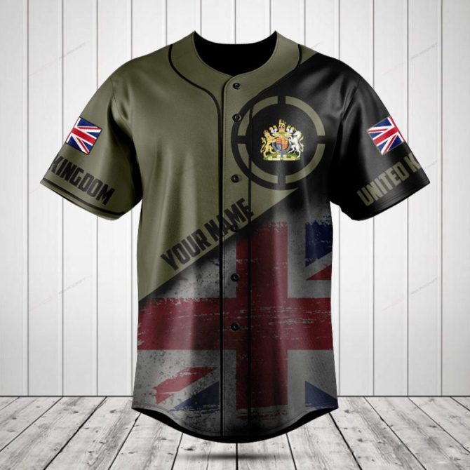 Custom Uk Flag Baseball Jersey – Personalized Name & Unique Design