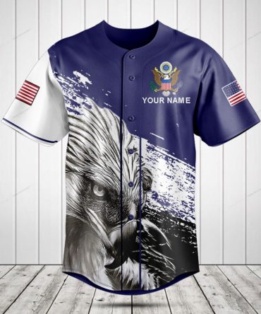 Custom Usa Patriotic Eagle Baseball Jersey – Personalized Name & Flag Design