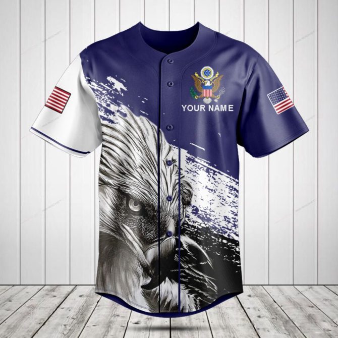 Custom Usa Patriotic Eagle Baseball Jersey – Personalized Name & Flag Design