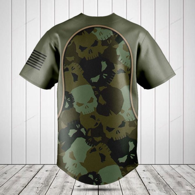 Men'S Camo Skull Baseball Jersey - Cool Tactical Style Sportswear - Image 2