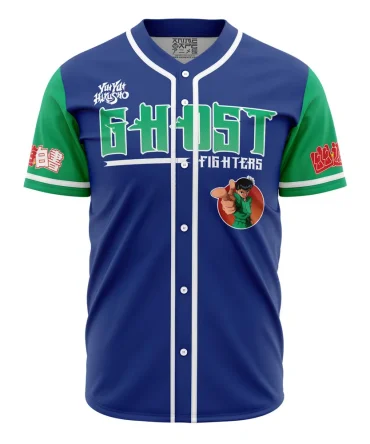 Yu Yu Hakusho Ghost Fighters Anime Baseball Jersey - Vibrant Blue & Green Design
