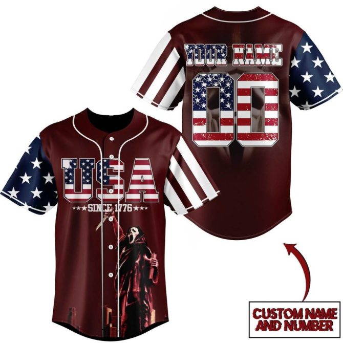 Custom Usa Flag Baseball Jersey - Personalize Name & Number - Patriotic Sports Shirt