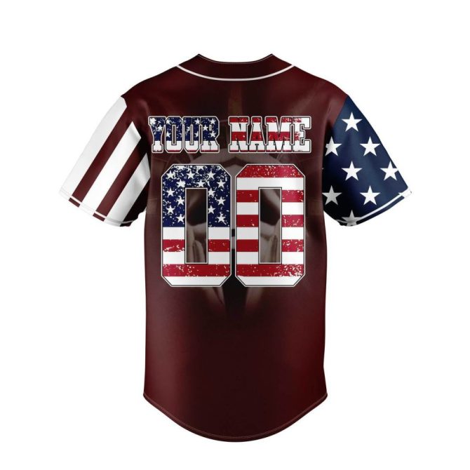Custom Usa Flag Baseball Jersey - Personalize Name & Number - Patriotic Sports Shirt - Image 3
