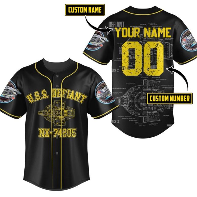 Custom Starship Defiant Jersey - Personalize Name & Number - Premium Sci-Fi Fan Gear