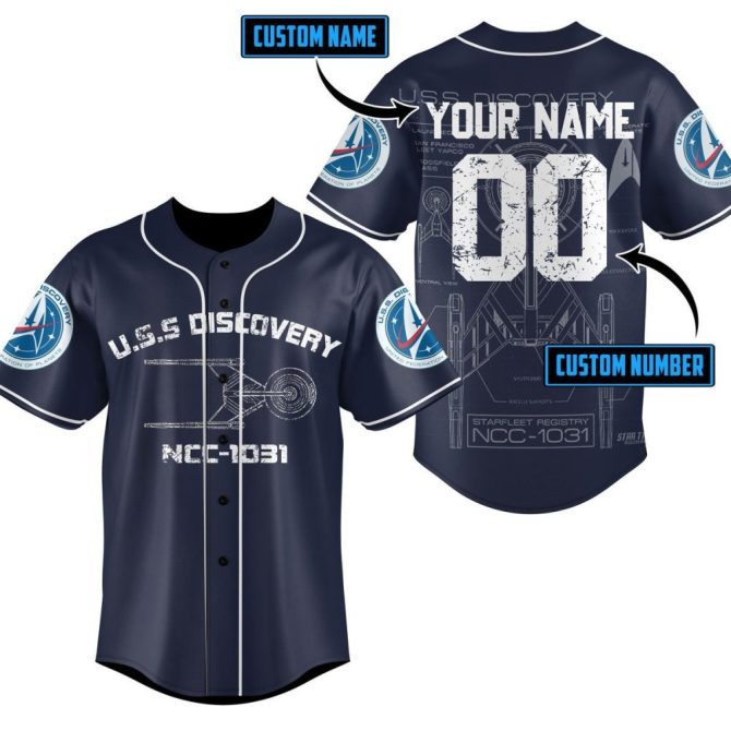 Customizable U.S.S. Discovery Baseball Jersey – Add Your Name & Number!
