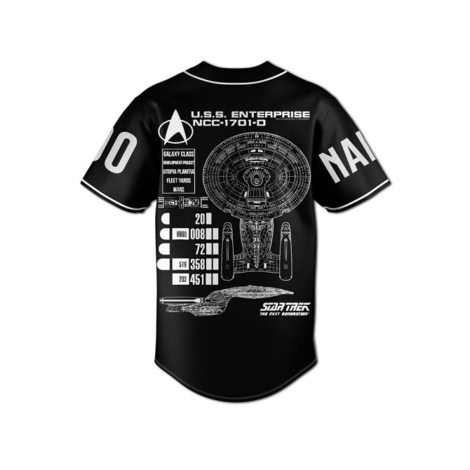 Custom Starship Baseball Jersey - U.S.S. Enterprise Ncc-1701-D Design - Add Your Name & Number! - Image 2