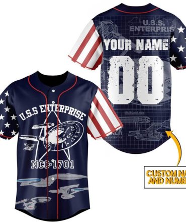 Custom Starship Jersey - Uss Enterprise Ncc-1701 - Personalize With Your Name & Number!