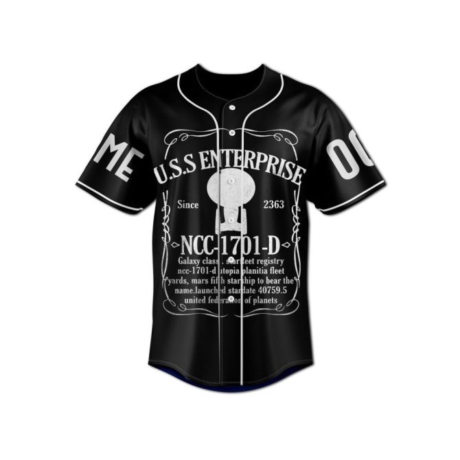Custom Starship Baseball Jersey - U.S.S. Enterprise Ncc-1701-D Design - Add Your Name & Number! - Image 3