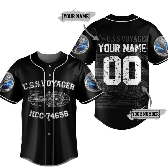 Customize Your U.S.S. Voyager Baseball Jersey - Add Name & Number - Perfect Gift For Fans!