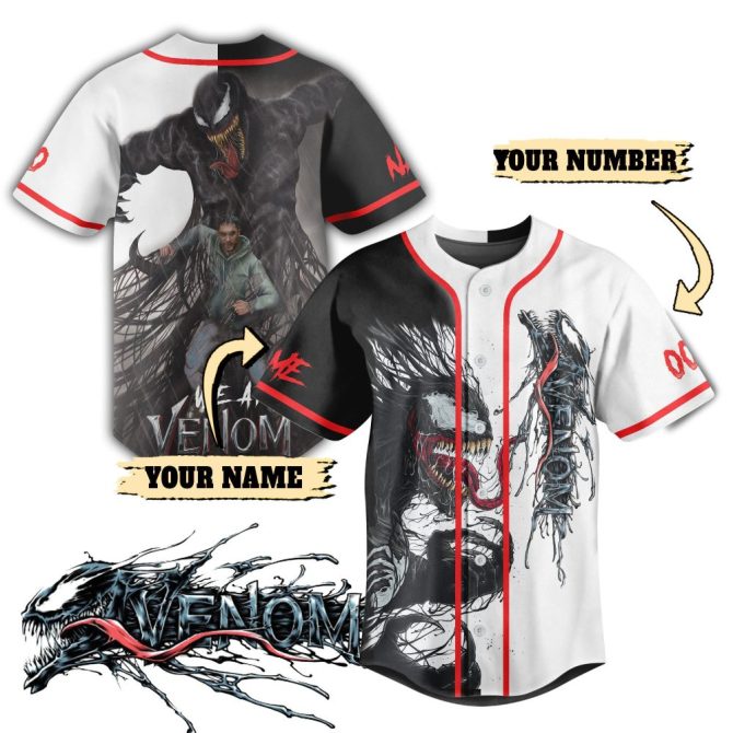 Custom Venom Baseball Jersey – Personalize With Your Name & Number – Striking Split Design