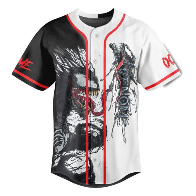 Custom Venom Baseball Jersey – Personalize With Your Name & Number – Striking Split Design - Image 2