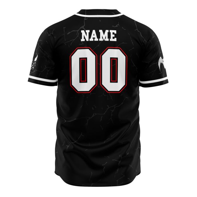Customizable Venom Baseball Jersey - Personalized Name & Number - Stylish Black Design - Image 3