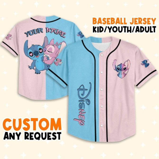 Custom Disney Stitch Baseball Jersey For Kids/Adults - Personalize With Any Name!