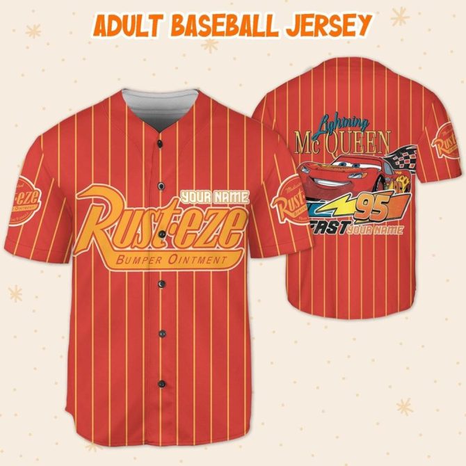 Custom Kids/Youth/Adult Lightning Mcqueen Baseball Jersey - Personalize Your Name! - Image 6