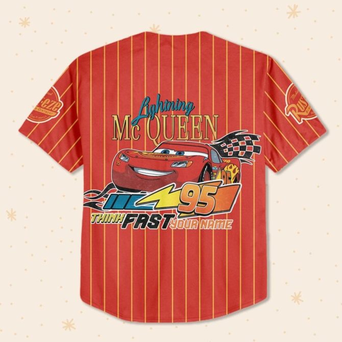 Custom Kids/Youth/Adult Lightning Mcqueen Baseball Jersey - Personalize Your Name! - Image 4