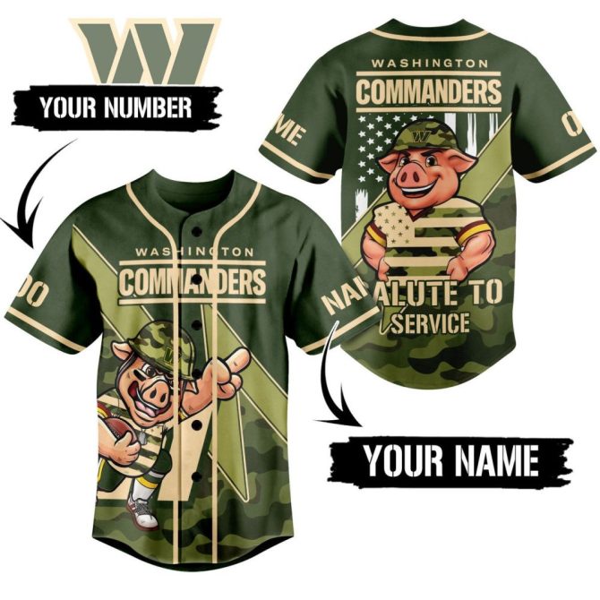 Custom Washington Commanders Jersey - Personalized Name & Number - Salute To Service Design