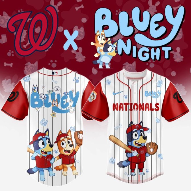 Bluey X Nationals Kids' Baseball Jersey - Limited Edition Fan Gear For Bluey Night
