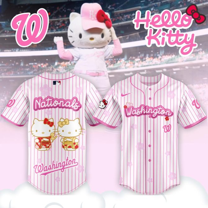 Hello Kitty Washington Nationals Pink Baseball Jersey – Cute & Stylish Fan Gear!