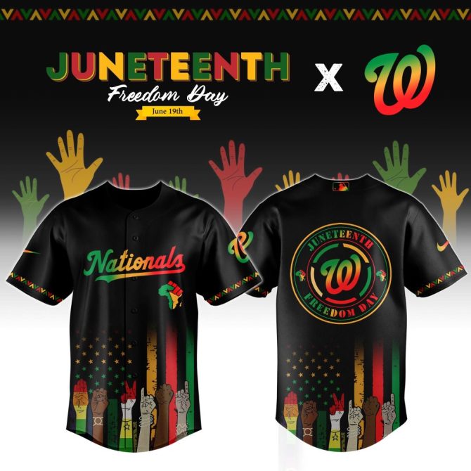 Celebrate Juneteenth In Style: Exclusive Nationals Freedom Day Jersey – Limited Edition!