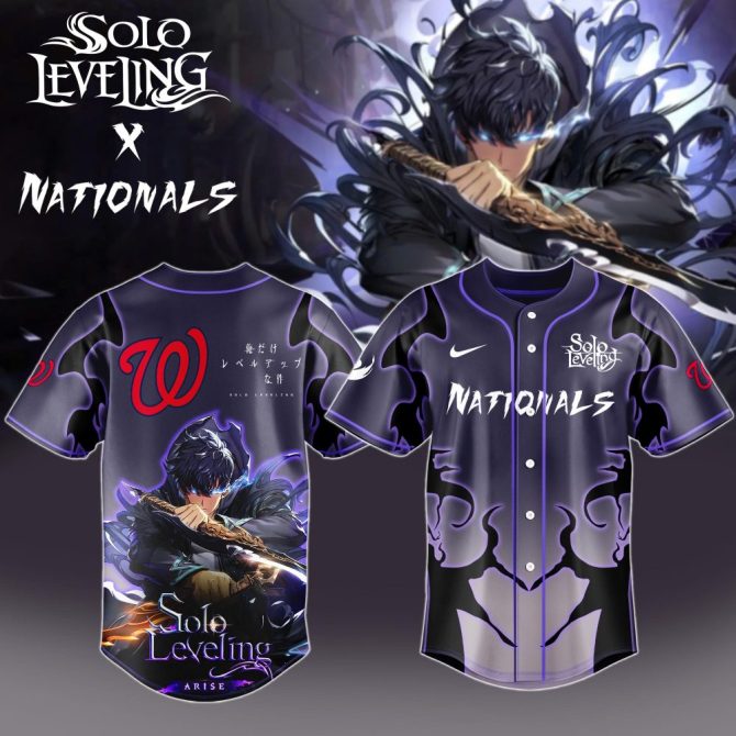 Epic Solo Leveling X Nationals Baseball Jersey – Limited Edition Anime Apparel