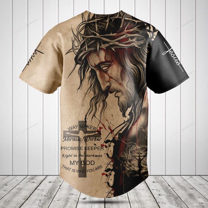 Jesus Graphic Baseball Jersey - Faith-Inspired Button-Up Shirt For Men - Image 2