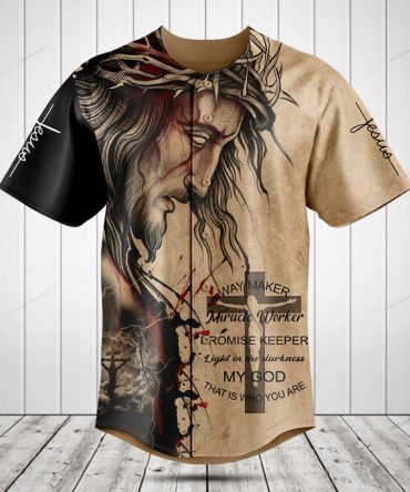 Jesus Graphic Baseball Jersey - Faith-Inspired Button-Up Shirt For Men