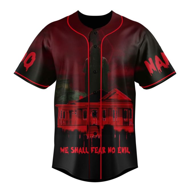 Custom Horror-Themed Baseball Jersey - Personalized Name & Number - Bold Red & Black Design - Image 2