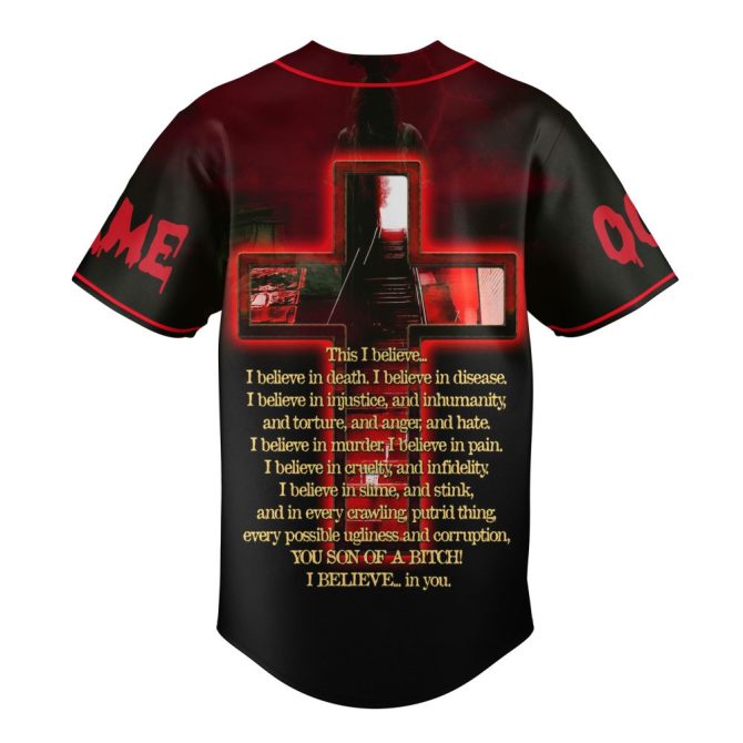 Custom Horror-Themed Baseball Jersey - Personalized Name & Number - Bold Red & Black Design - Image 3