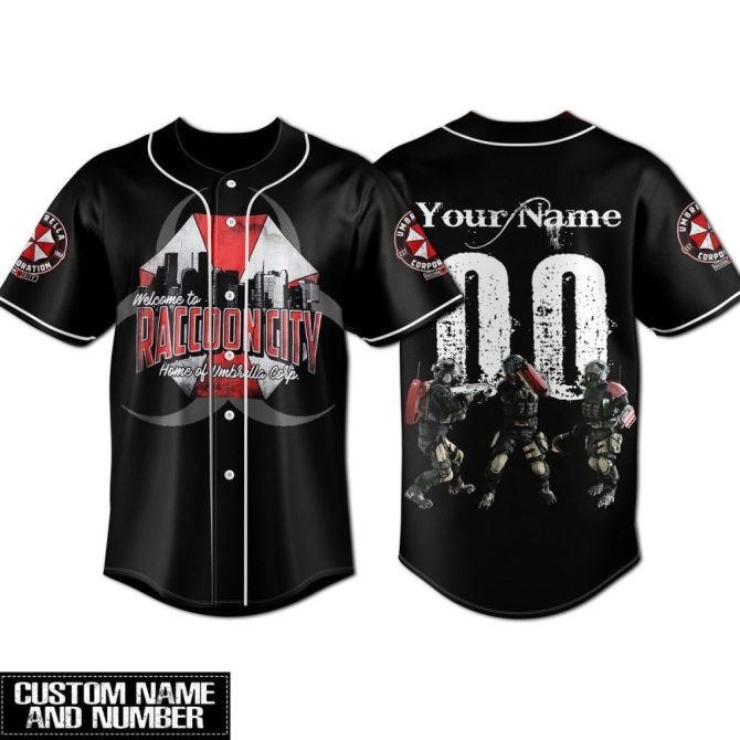 Custom Raccoon City Baseball Jersey – Personalized Name & Number – Unique Gift!