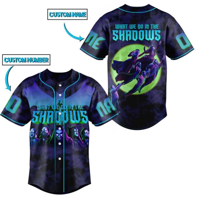Custom 'What We Do In The Shadows' Baseball Jersey – Personalized Name & Number, Unique Vampire Design